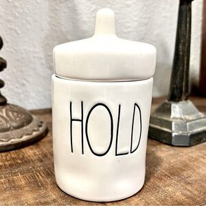 Rae Dunn HOLD Small Multi-Purpose Dimpled Canister With Lid 5.5" Tall 3" Wide